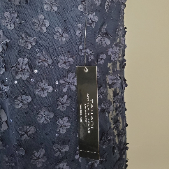 Tahari ASL Assymetrical Appliqué Floral Dress - Picture 12 of 15